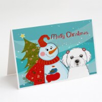 Carolines Treasures BB1828GCA7P Snowman with Maltese Greeting Cards and Envelop