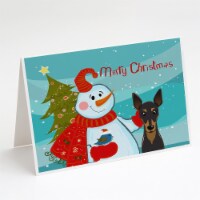 Carolines Treasures BB1860GCA7P Snowman with Min Pin Greeting Cards and Envelop
