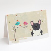 Christmas Presents between Friends French Bulldog - Black and White Greeting Car