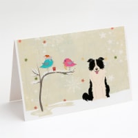 Christmas Presents between Friends Border Collie - Black and White Greeting Card