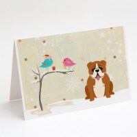 Christmas Presents between Friends English Bulldog - Red and White Greeting Card