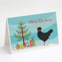 Polish Poland Chicken Christmas Greeting Cards and Envelopes Pack of 8, Teal