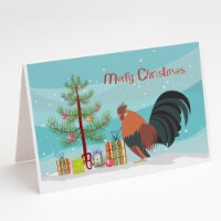 Dutch Bantam Chicken Christmas Greeting Cards and Envelopes Pack of 8, Teal