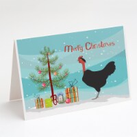 Naked Neck Chicken Christmas Greeting Cards and Envelopes Pack of 8, Teal