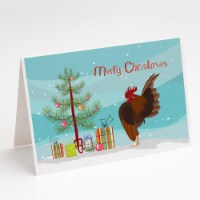 Malaysian Serama Chicken Christmas Greeting Cards and Envelopes Pack of 8, Teal