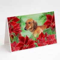 Carolines Treasures  CK1300GCA7P Dachshund Poinsettas Greeting Cards and Envelop