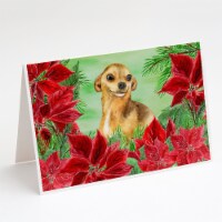 Carolines Treasures  CK1306GCA7P Chihuahua Poinsettas Greeting Cards and Envelop