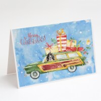 Merry Christmas Black Parti Cocker Spaniel Greeting Cards and Envelopes Pack of