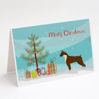 Carolines Treasures  CK3526GCA7P Boxer Christmas Tree Greeting Cards and Envelop
