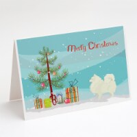 Carolines Treasures  CK3565GCA7P Spitz Christmas Tree Greeting Cards and Envelop