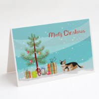 Munchkin Cat Merry Christmas Greeting Cards and Envelopes Pack of 8