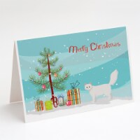 Turkish Angora Cat Merry Christmas Greeting Cards and Envelopes Pack of 8