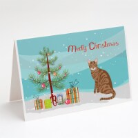 Toyger Cat Merry Christmas Greeting Cards and Envelopes Pack of 8