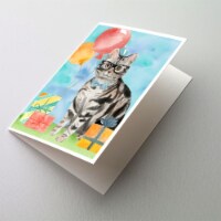 American Shorthair Happy Birthday Greeting Cards and Envelopes Pack of 8