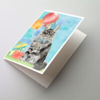 Maine Coon Happy Birthday Greeting Cards and Envelopes Pack of 8