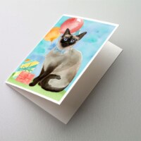 Siamese Happy Birthday Greeting Cards and Envelopes Pack of 8