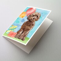 Happy Birthday Brown Cockapoo Greeting Cards and Envelopes Pack of 8
