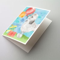 Happy Birthday Silver Poodle Greeting Cards and Envelopes Pack of 8