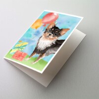 Happy Birthday Long Haired Chihuahua Greeting Cards and Envelopes Pack of 8