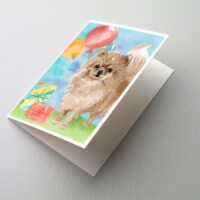 Happy Birthday Pomeranian Greeting Cards and Envelopes Pack of 8