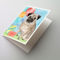 Carolines Treasures  CK3260GCA7P Happy Birthday Pug Greeting Cards and Envelopes