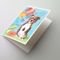 Happy Birthday Red Staffie Bull Greeting Cards and Envelopes Pack of 8