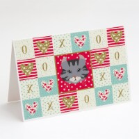 American Curl Cat Love Greeting Cards and Envelopes Pack of 8, Red