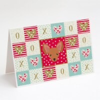 Russian Tor Terrier Love Greeting Cards and Envelopes Pack of 8, Red