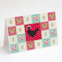 Polish Poland Chicken Love Greeting Cards and Envelopes Pack of 8, Red