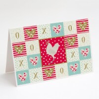 German Langshan Chicken Love Greeting Cards and Envelopes Pack of 8, Red