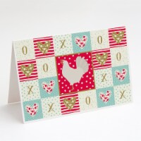 Leghorn Chicken Love Greeting Cards and Envelopes Pack of 8, Red