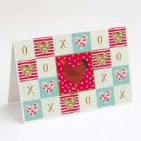 New Hampshire Red Chicken Love Greeting Cards and Envelopes Pack of 8, Red