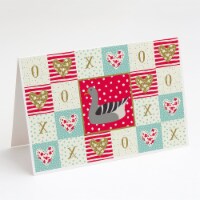 Pilgrim Goose Love Greeting Cards and Envelopes Pack of 8, Red