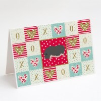 Vietnamese Pot-Bellied Pig Love Greeting Cards and Envelopes Pack of 8, Red