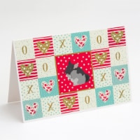 Black Velvet Chinchilla Love Greeting Cards and Envelopes Pack of 8, Red