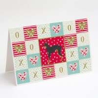 Russian Tor Terrier Love Greeting Cards and Envelopes Pack of 8, Red
