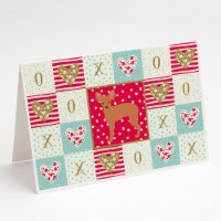 Russian Tor Terrier #2 Love Greeting Cards and Envelopes Pack of 8, Red