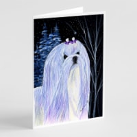 Carolines Treasures SS8378GCA7P Starry Night Maltese Greeting Cards and Envelop