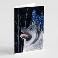 Starry Night Norwegian Elkhound Greeting Cards and Envelopes Pack of 8