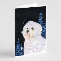 Carolines Treasures SS8461GCA7P Starry Night Maltese Greeting Cards and Envelop