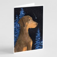 Starry Night Doberman Greeting Cards and Envelopes Pack of 8