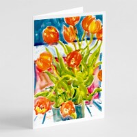 Carolines Treasures  6025GCA7P Flowers - Tulips Greeting Cards and Envelopes Pac