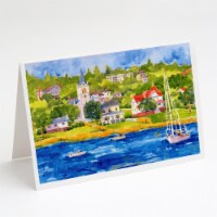 Harbour Scene with Sailboat Greeting Cards and Envelopes Pack of 8