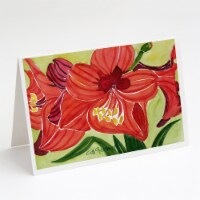 Carolines Treasures 6055GCA7P Flower - Amaryllis Greeting Cards and Envelopes P