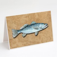 Carolines Treasures  8809GCA7P Speckled Trout Greeting Cards and Envelopes Pack