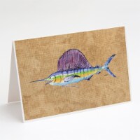 Carolines Treasures  8813GCA7P Swordfish Greeting Cards and Envelopes Pack of 8