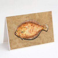 Carolines Treasures  8821GCA7P Flounder Greeting Cards and Envelopes Pack of 8