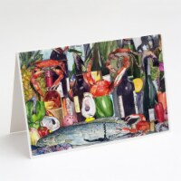 Wine and Speckled Trout Greeting Cards and Envelopes Pack of 8