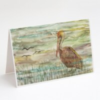 Carolines Treasures  SC2011GCA7P Brown Pelican Sunset Greeting Cards and Envelop