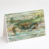 Carolines Treasures  SC2015GCA7P Crab a leg up Sunset Greeting Cards and Envelop